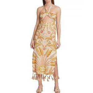 Farm Rio - Jungle Chic Sand Cut-Out Midi-Dress